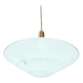 1980s Art Deco Memphis Streamline Sky Blue Art Glass Chandelier Pendant Light For Sale