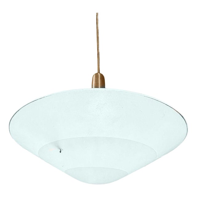 1980s Art Deco Memphis Streamline Sky Blue Art Glass Chandelier Pendant Light For Sale