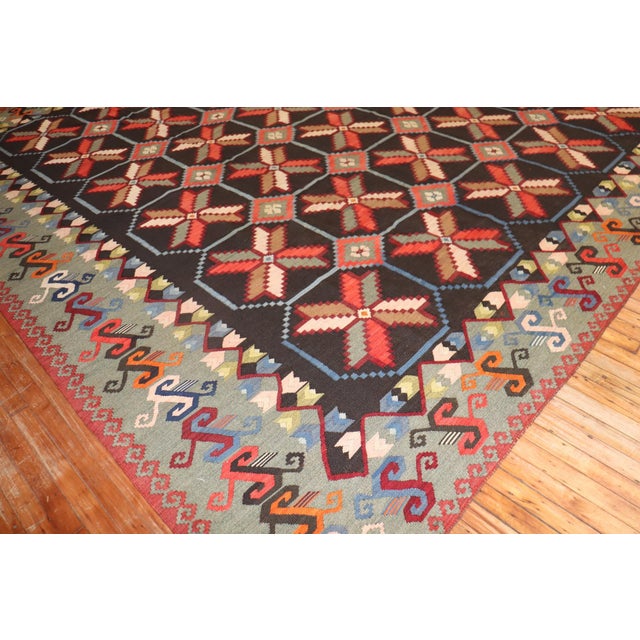 Early 20th Century Besserabian Large kilim - 11'9" x 13' For Sale - Image 9 of 10