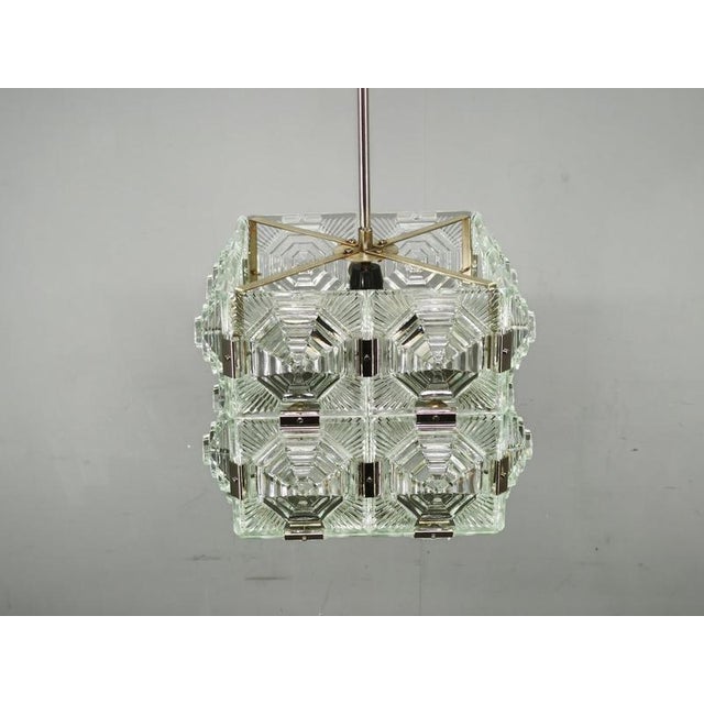 Brutalist Glass Cube Pendant by Kamenický Šenov, 1970s For Sale - Image 11 of 12