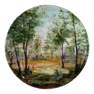 80's S. Raphaely " Landscape in Sharon" Hand Painted Wall Art Ceramic Plate