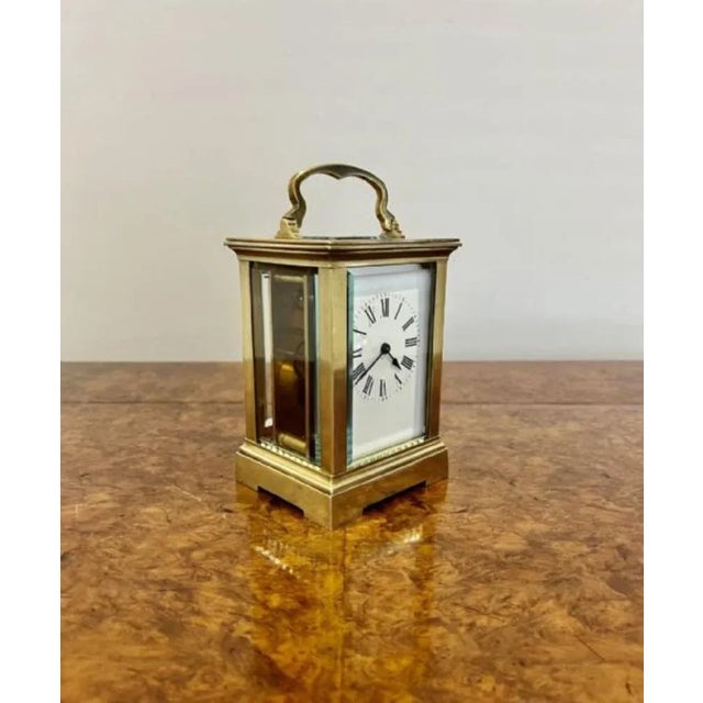 Large Victorian Brass Carriage Clock, 1880s For Sale - Image 6 of 7