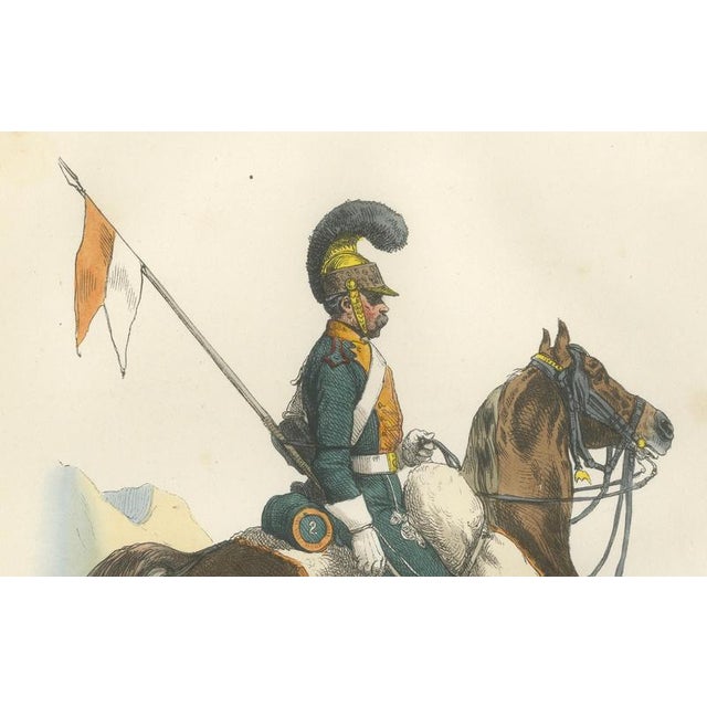 Mid 19th Century Napoleonic Guard Cavalry Officer on Horseback, 1843, Paper For Sale - Image 5 of 10