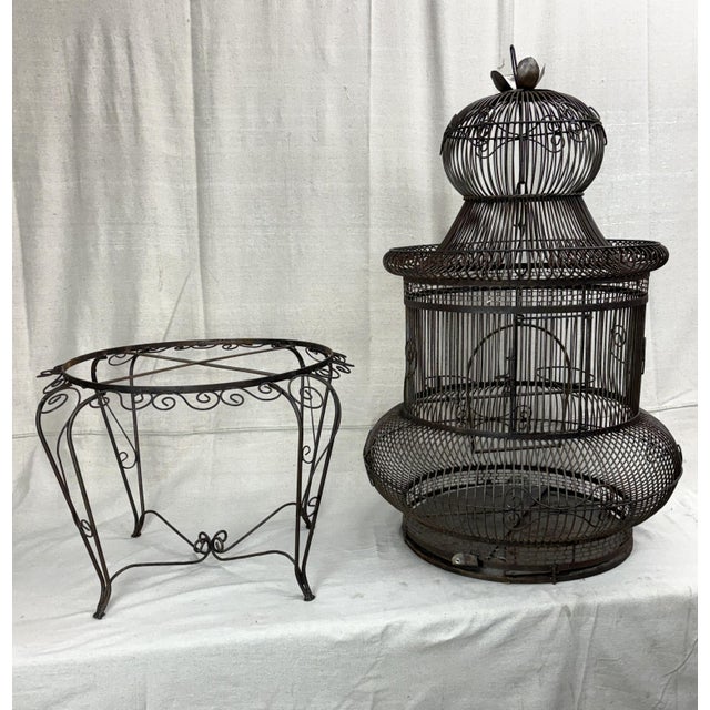Victorian Late 20th Century Architectural Birdcage on Stand, 60"h For Sale - Image 3 of 8