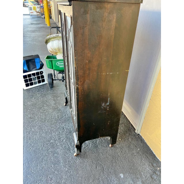 Late 19th Century Antique Pie Safe or Book Cabinet Glass Doors & Wheels For Sale - Image 5 of 11