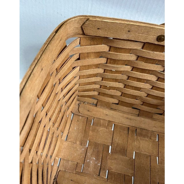 Longaberger Vintage Large Woven 16”x11” Gathering Double Handles Basket, Farmhouse, Farmers Market -No Liner For Sale - Image 11 of 11