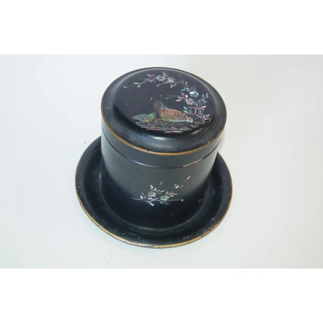 Vintage Post War Japanese Black Aboloni Round Tea Caddie Canister For Sale - Image 13 of 13