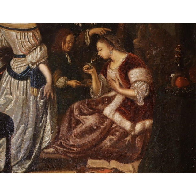 After Frans Van Mieris Il Vecchio, Company in an Interior, 1700, Oil on Canvas, Framed For Sale - Image 11 of 15