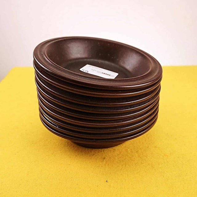 Gresline Ceramic Soup Plates by Franco Pozzi, 1960s, Set of 9 For Sale - Image 4 of 4