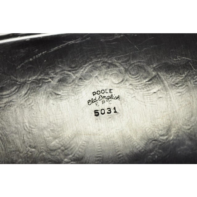 Vintage Old English Poole Silver Plated Footed Narrow Serving Platter Bar Tray For Sale - Image 16 of 17