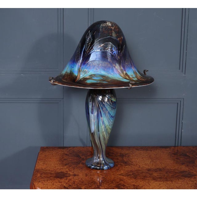 Glass Large Vintage French Iridescent Art Glass Mushroom Lamp, 1960 For Sale - Image 7 of 18