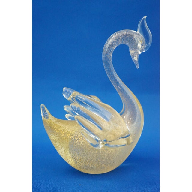 1940s 20th Century Murano Blown Glass Swan Sculpture in Gold Aventurine by Archimede Seguso, Italy For Sale - Image 5 of 18
