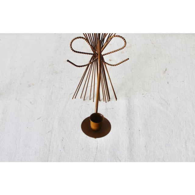 Italian Style Sheaves of Wheat Mid-Century Sculptural Wall Mount Candle Holders Sconces-a Pair For Sale - Image 11 of 11