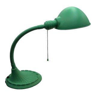 1920s Art Deco Gooseneck Desk Lamp W/Dome Shade and Shell Base For Sale