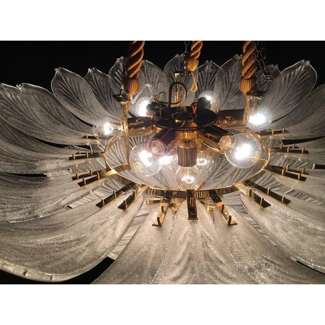 Glass Italian Murano Glass Leave Flush Mount Chandelier For Sale - Image 7 of 18