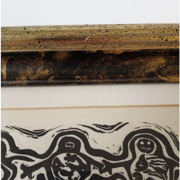 Wood 1976 Theodore L. Reller Jr. Signed Woodcut Artist's Proof "Life Dance" Framed Relief Print For Sale - Image 7 of 9