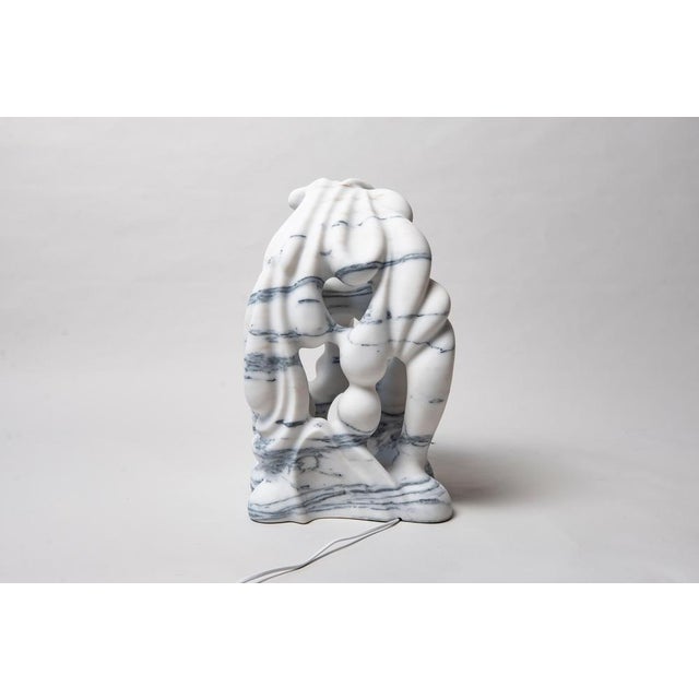 White Ahyi Handmade Table Lamp in White Marble by Manta For Sale - Image 8 of 17