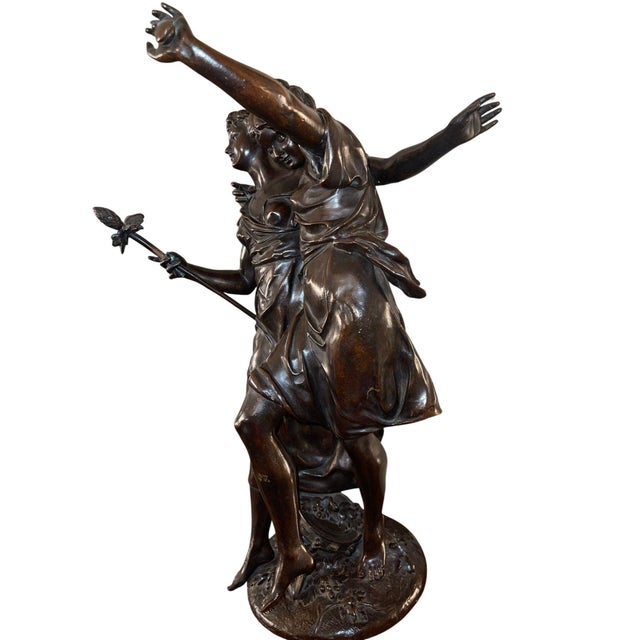 French H. Dumaige Bronze Sculpture of Two Dancing Women. Late 19th Century, France. For Sale - Image 3 of 9