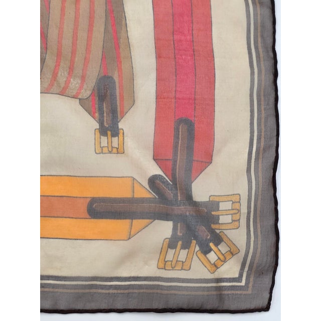 Vintage Hermes Silk Scarf Joachim Metz Belts Paris France Multi Colored 17 Inch For Sale In Houston - Image 6 of 10