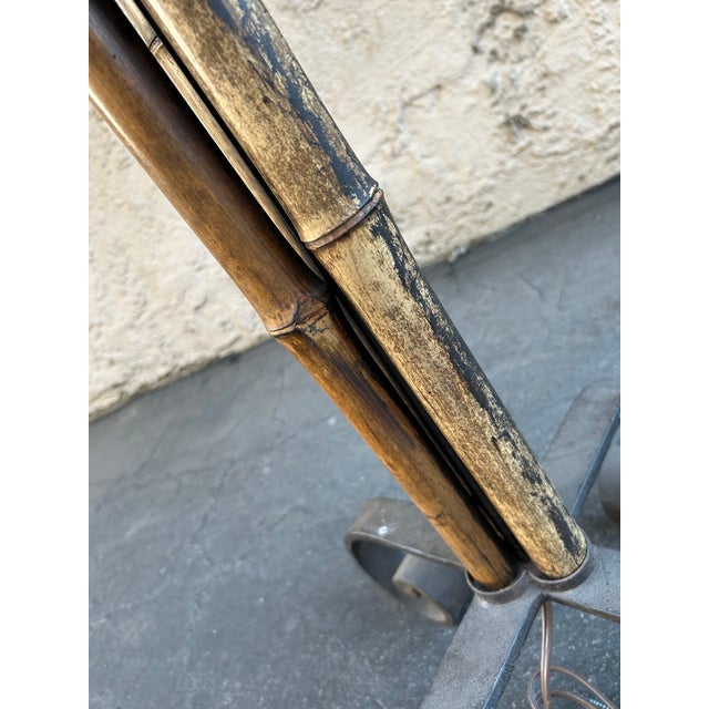 1990s Bamboo and Wrought Iron Floor Lamp For Sale - Image 5 of 12