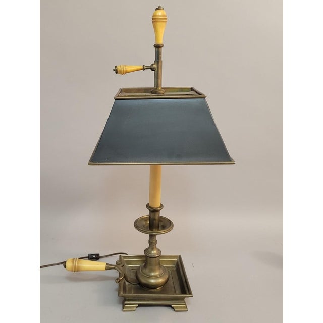 Black Vintage Chapman Brass Bouillotte Lamp With Black Tole Shade For Sale - Image 8 of 8
