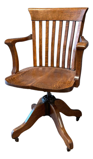 Antique Oak Office Chair, 1890s
