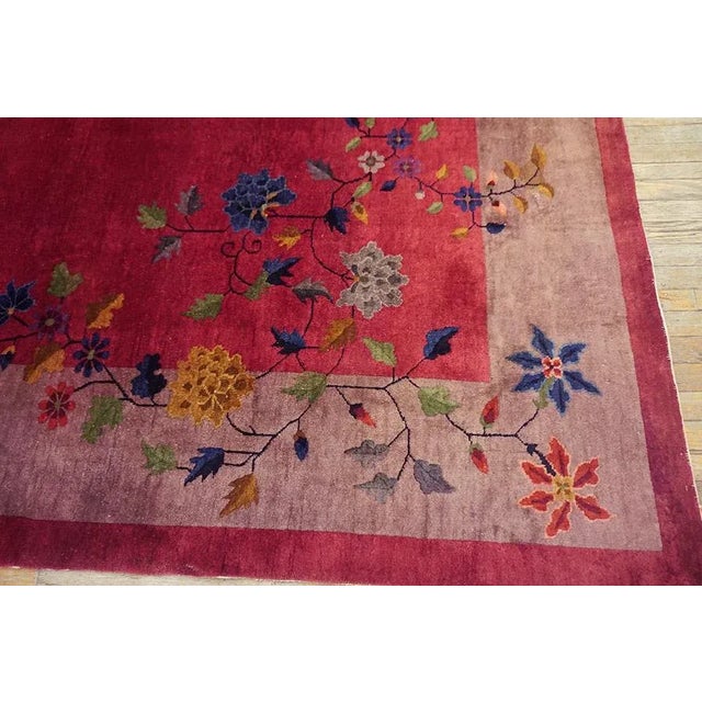 1920s Knotted Purple Wool Antique Chinese Art Deco Room Size Rectangle Rug For Sale - Image 9 of 14