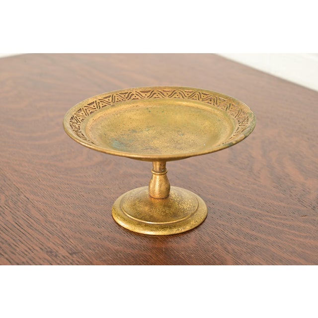 A gorgeous antique Arts & Crafts or Art Deco period gilt bronze pedestal bowl or compote dish with bellflower motif By...