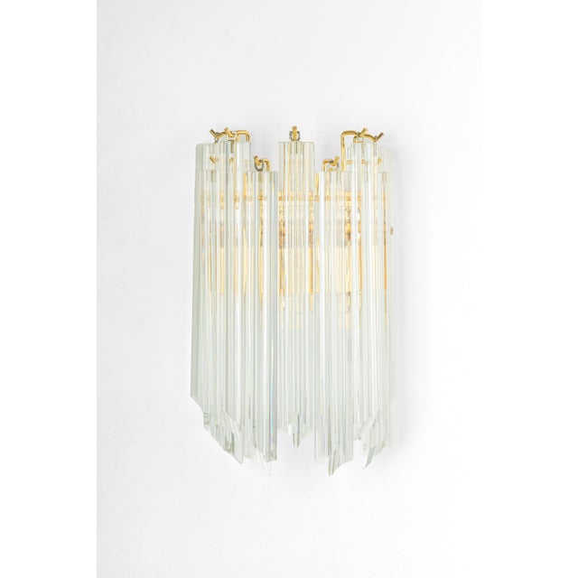 Metal Crystal Glass Wall Lights in the style of Venini Italy, 1980s For Sale - Image 7 of 15