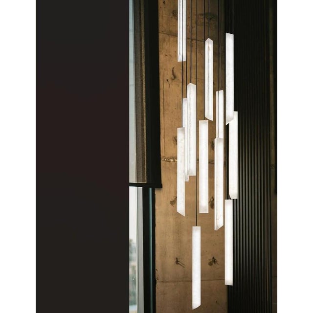 Triangular Tube Pendant Lamps by United Alabaster, Set of 12 For Sale - Image 17 of 18