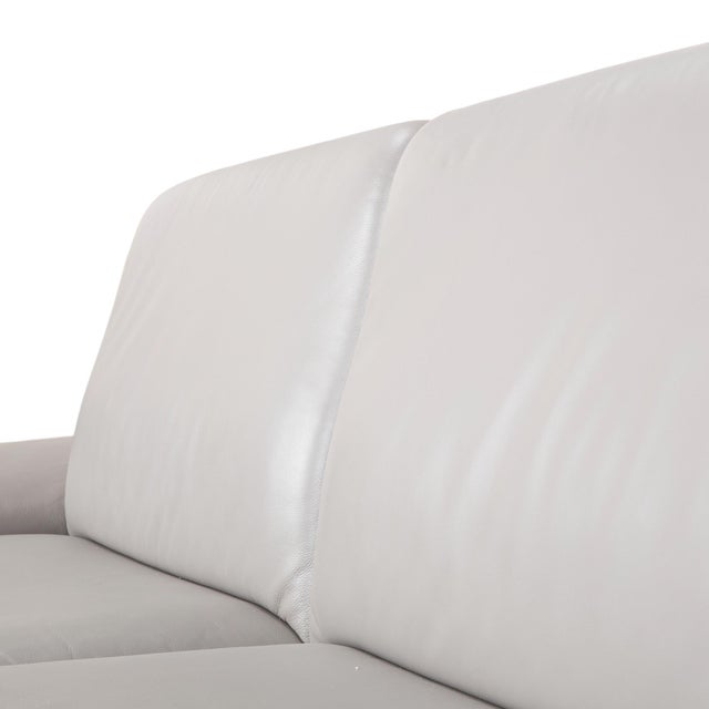 Animal Skin Leather Three-Seater Grey Sofa with Manual Function from Koinor For Sale - Image 7 of 16
