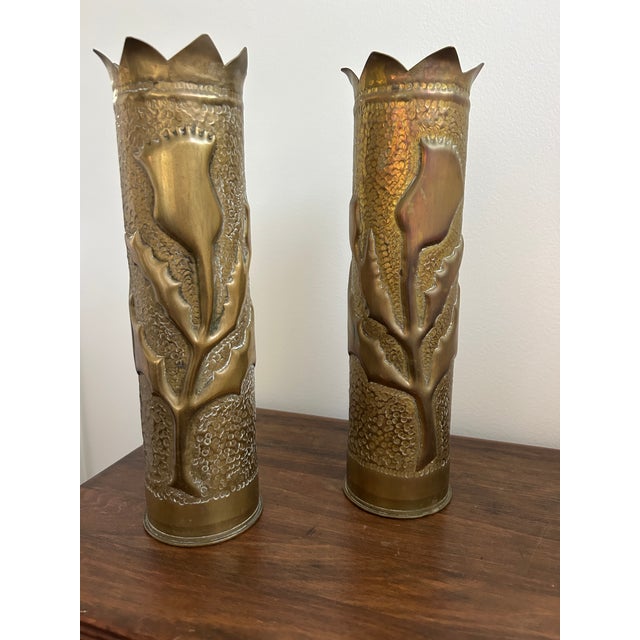 Stunning Pair of World War I Trench Art Vases - France For Sale - Image 4 of 16