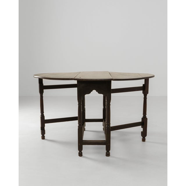 Black 1880s French Ellipse Wooden Gateleg Table In Original Patina For Sale - Image 8 of 18