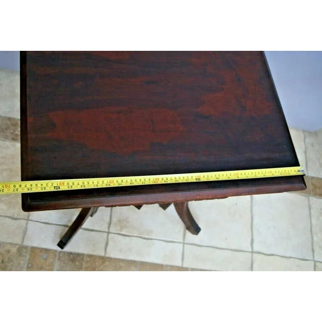 1900s Antique Victorian Parlor Table Hand Carved Bottom Bookshelf Solid Mahogany For Sale - Image 10 of 10