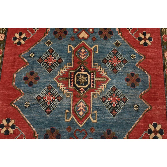 2020s Kazak Rug 6’3” X 9′ Red Wool Tribal Hand-Knotted Oriental Carpet For Sale - Image 5 of 14