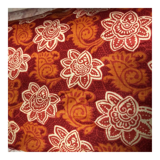 Tyler Hall Orange Patterned Fabric For Sale