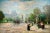 Impressionist Paris Street Scene, Tuileries Garden in Silver Frame, Signed A charming Impressionistic oil painting...