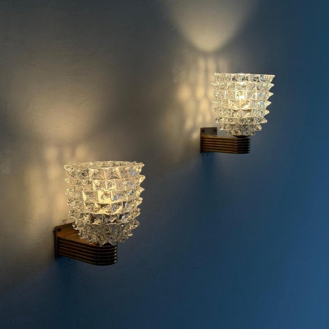 Rostrato Glass Wall Sconces by by Ercole Barovier for Barovier & Toso, 1940s, Set of 2 For Sale - Image 9 of 18