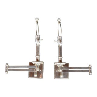 Pair of Articulating Chrome Sconces For Sale
