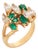 Vintage Diamond Emerald 14k Yellow Gold Cocktail Ring, Size 6 For Sale