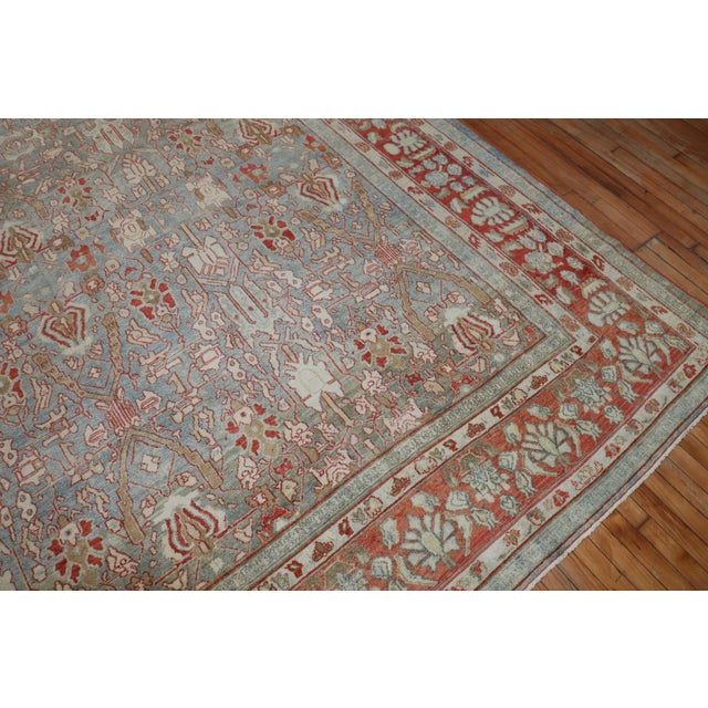 Brown Early 20th Century Zabihi Collection Decorative Oversize Gray Blue Persian Bibikabad Rug - 10'7" x 17'1" For Sale - Image 8 of 12