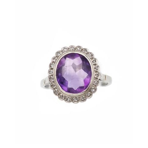 Edwardian Amethyst Cluster Ring For Sale - Image 9 of 9