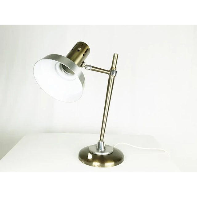 Mid-Century Modern Italian Silver & Brown Anodized Aluminum Table Lamp, 1960s For Sale - Image 3 of 10