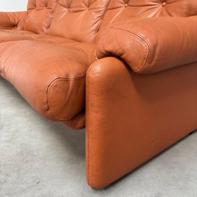 Vintage Coronado Three-Seater Sofa in Cognac Leather from B&B Italia, Italy, 1960s For Sale - Image 11 of 16