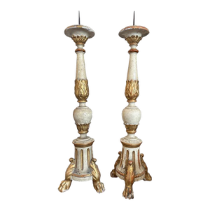Pair of Early 19th Century Gilded and Painted Candelieri