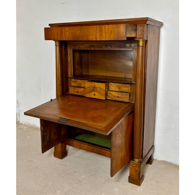 Large French Empire Walnut Secretaire, 1920 For Sale - Image 6 of 18