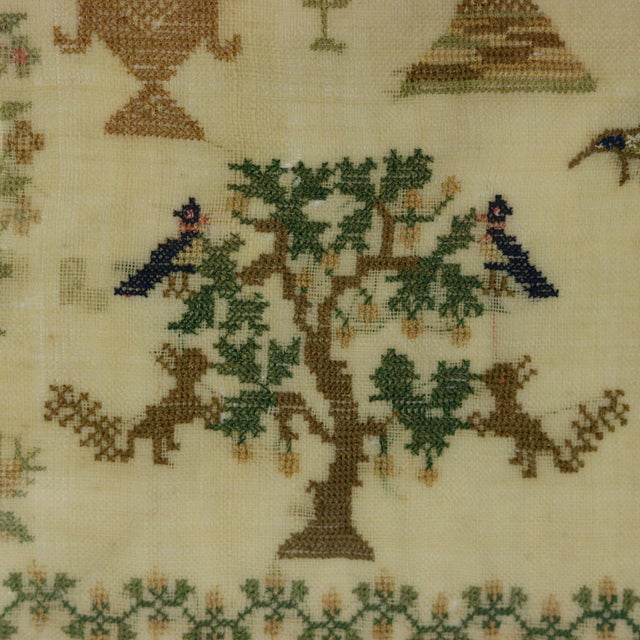 Green Antique Sampler, 1842, by Ann Minter Aged 8 Years For Sale - Image 8 of 17