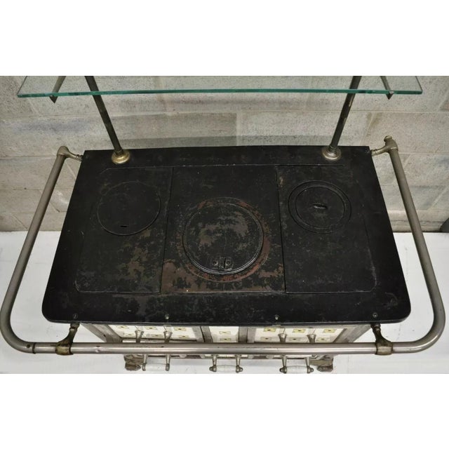 European French or Belgium Cast Iron Art Nouveau Tile Wood Coal Burning Stove For Sale In Philadelphia - Image 6 of 11