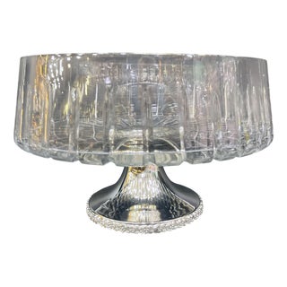 Decorative Brass and Cut Glass Bowl For Sale