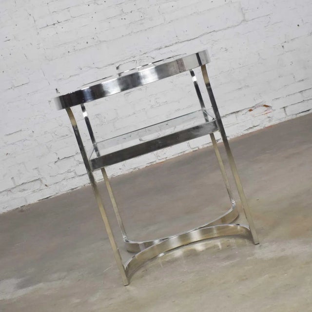 Mid-Century Modern to Modern Polished Chrome Oval Sofa or Console Table For Sale - Image 4 of 12